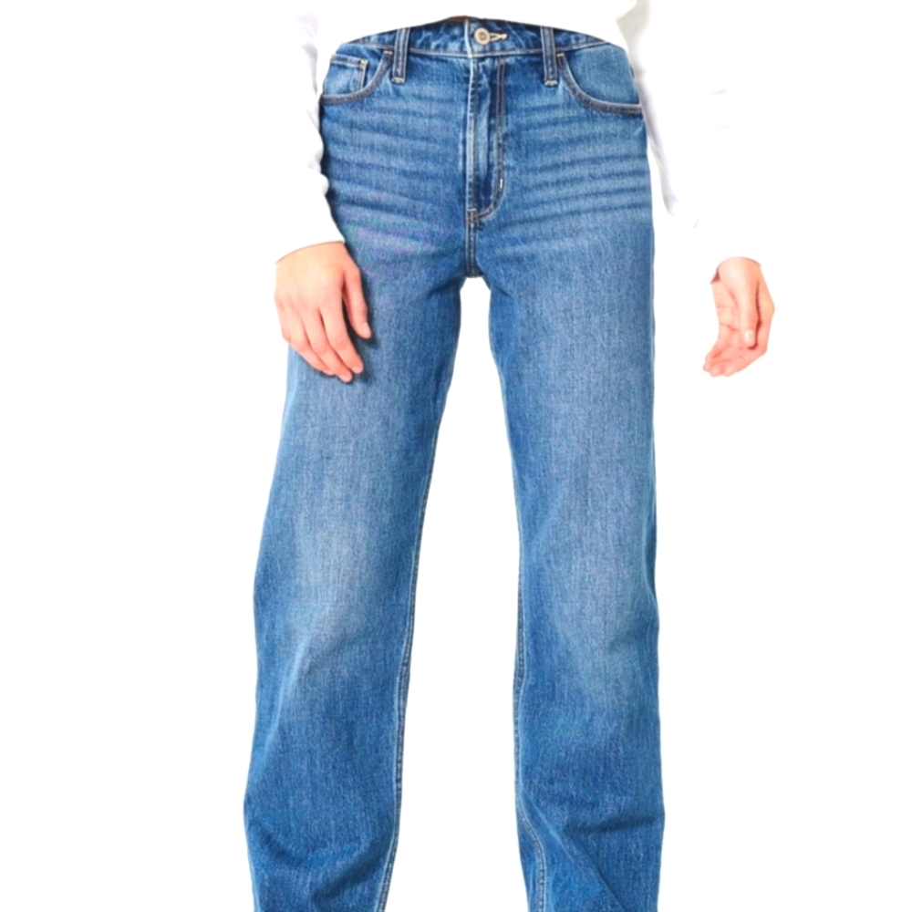 Hollister ultra high dad jeans medium blue size 24/00